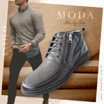 Bota De Amarrar e zíper Couro preto