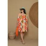 Vestido Clarice Mix Estampas Laranja