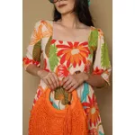 Vestido Clarice Mix Estampas Laranja