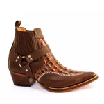 Botina Masculina Country Bico Fino Couro Legítimo Floater Café e Dubai Chocolate com Estrivo