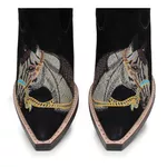 Bota Country Texana Masculina Bico Fino Couro Nobuck Preto Dois Cavalos