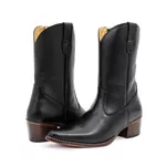 Bota Texana Feminina Cano Médio Couro Legítimo Floater Preto
