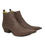 Bota Country Masculina Bico Fino Couro Bovino Legítimo Tubarão Café