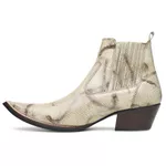 Botina Country Masculina Bico Fino Cano Curto Couro Legítimo Bovino Cobra Osso 