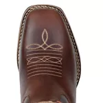 Bota Texana Feminina Bico Quadrado Couro Legítimo Fóssil Café Bordados Ferradura 
