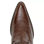 Bota Country Feminina Cano Médio Bico Fino Couro Legítimo Soft Pinhão Com Detalhes em Tachas