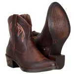 Bota Cano Curto Feminina Country Couro Legítimo Fóssil Café