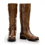 Bota Montaria Feminina Cano Alto Couro Legítimo Soft Pinhão