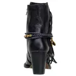 Bota Country Feminina Cano Curto Couro Legítimo Soft Preto com Pingente