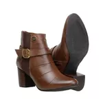 Bota Country Feminina Cano Curto Salto Alto Couro Legítimo Soft Pinhão