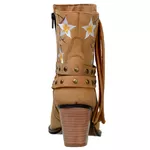 Bota Country Feminina Bico Fino Cano Curto Couro Castor