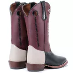 Bota Texana Carrapeta Couro Floater Preto/ Marfim e Mustang Café