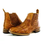 Botina Exótica Country Masculina Bico Quadrado Couro Legítimo Jacaré Whisk 
