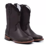 Bota Texana Country Feminina Couro Bovino Legítimo Látego Café Lisa