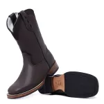 Bota Texana Country Feminina Couro Bovino Legítimo Látego Café Lisa