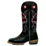 Bota Texana Couro Nobuck Salto Carrapeta Trinca Rozeta