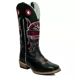Bota Texana Couro Nobuck Salto Carrapeta Trinca Rozeta