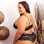 Conjunto Plus Size Tule Preto Bolinha Caleçon Renda 206.36