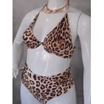 Biquini Premium Plus Size Aro Único e Calcinha Fio DuploLateral Franzida Onça 0107.13