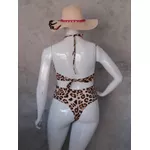 Biquini Premium Plus Size Aro Único e Calcinha Fio DuploLateral Franzida Onça 0107.13