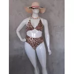 Biquini Premium Plus Size Aro Único e Calcinha Fio DuploLateral Franzida Onça 0107.13