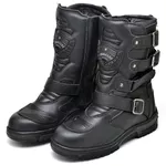 Bota Coturno Cano Médio Motociclista Motoqueiro Masculina Couro Legítmo Racing Fivelas Laterais 13005 Preta