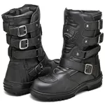 Bota Coturno Cano Médio Motociclista Motoqueiro Masculina Couro Legítmo Racing Fivelas Laterais 13005 Preta