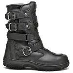 Bota Coturno Cano Médio Motociclista Motoqueiro Masculina Couro Legítmo Racing Fivelas Laterais 13005 Preta