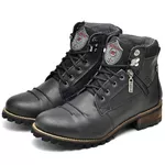 Coturno Masculino Couro Legítmo Casual Zíper Lateral Semi Cromo - Fakcini 775 Preto