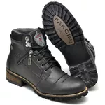 Coturno Masculino Couro Legítmo Casual Zíper Lateral Semi Cromo - Fakcini 775 Preto