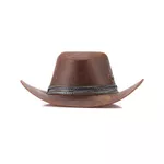 Chapéu Unissex Estilo Americano em Couro Legitimo Fóssil cor Sela Com Detalhe Metalizado Linha Eldorado Kapell 