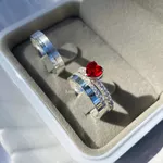  Alianças Charlote 4 mm namoro Prata com 15 pedras de zirconia anel Love
