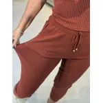 Calça De Tricô Com Barra Italiana Telha 