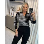 Blusa Abenção Com Gola Polo E Decote V Preto