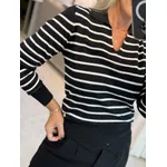 Blusa Abenção Com Gola Polo E Decote V Preto