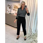 Blusa Abenção Com Gola Polo E Decote V Preto