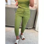 Calça De Sarja Com Cordão Verde