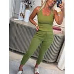 Calça De Sarja Com Cordão Verde