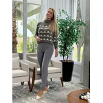 Blusa Biamar De Fio Pluma Com Triângulos Cinza