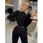 Blusa Gola Canoa Com Manga Morcego Preto