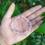 PULSEIRA DE CASCALHO PEDRA QUARTZO ROSA – AMOR E PAZ