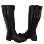 Bota Montaria Adriely Preta Couro Legitimo