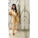 CONJ MALHA BLAZER CALCA BOCA JUSTA CINTO FORRADO CARAMELO