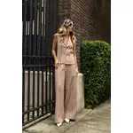CONJUNTO CALCA COM COLETE LISTRADO BEGE