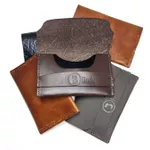 Carteira de couro original Slim vintage mini envelope cores variadas 