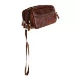 Necessaire de mão dupla em couro legitimo original com alça de pulso 
