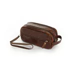 Necessaire de mão dupla em couro legitimo original com alça de pulso 
