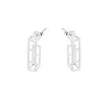 Brinco Argola Aberta Retangular 1,7mm Prata 925