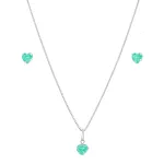Conjunto Coração Zircônia 6mm Prata 925