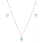 Conjunto Coração Zircônia 6mm Prata 925